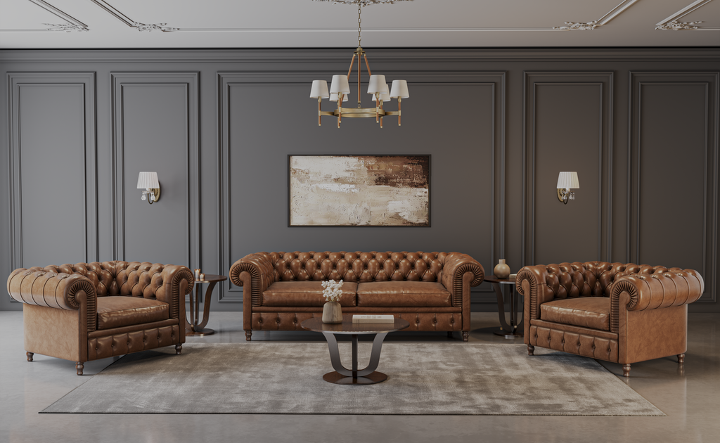 Bruno Series Leather Sofa – Premium Original Leather |  Luxury 3+1+1 Seater