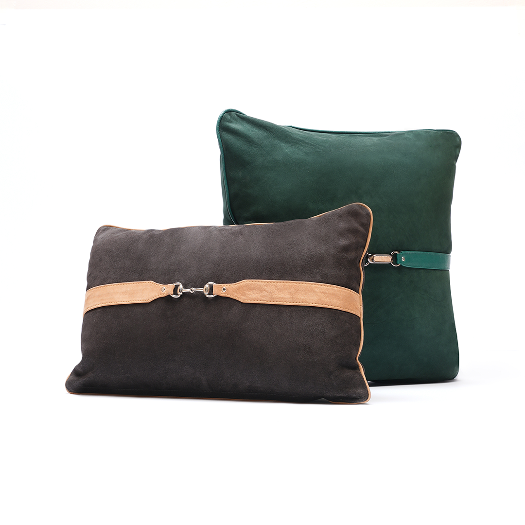 Rustic Bit Cushion – Textured Charm in Leather | Leather Galleria