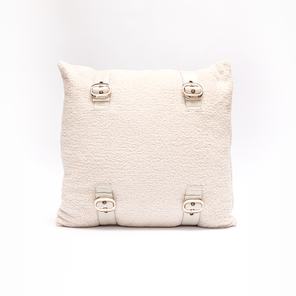 White Buckle Cushion – Modern Sophistication Meets Subtle Luxury | Leather Galleria