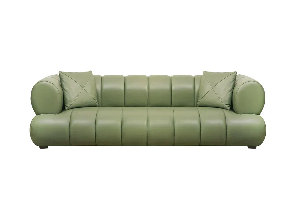 Front View Brexley Sofa, available in 3 Seater options, has a modern design with plush cushions for ultimate comfort.