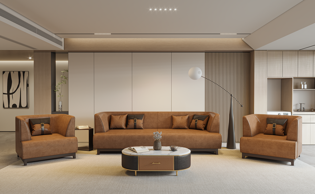 Cinnamon 3+1+1 Seater Leather Sofa